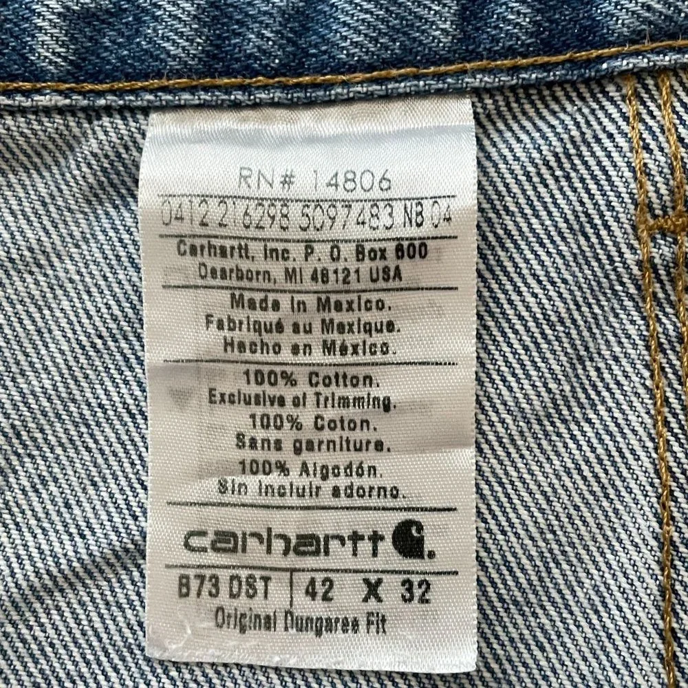Carhartt Jeans Double Front Knee Washed Logger Denim Distressed Paint Grunge